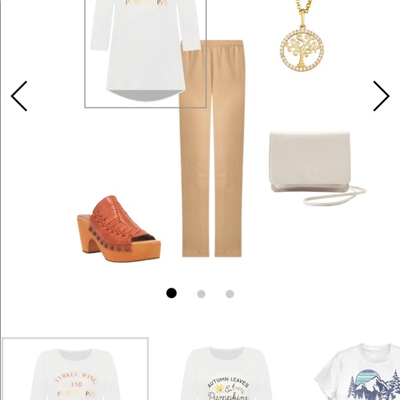 NWT apt 9 top Turkey Wine pumpkin pie Thanksgiving white 3/4 sleeves Stretch - Picture 4 of 4